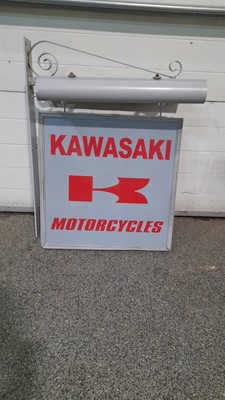 Lot 175 - KAWASAKI DOUBLE SIDED RED AND GREY SIGN
