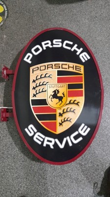 Lot 191 - PORSCHE OVAL SERVICE DOUBLE SIDED LIGHT UP SIGN