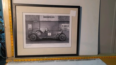 Lot 219 - VINTAGE BENTLEY SIDE VIEW BLACK & WHITE PHOTO 3' x 2'