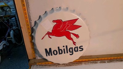 Lot 223 - MOBIL GAS BOTTLE TOP SIGN