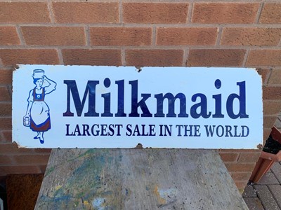 Lot 483 - ENAMEL MILK MAID SIGN