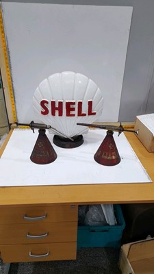 Lot 101 - SHELL PETROL PUMP GLOBE AND 2X REDEX SHOT CANS