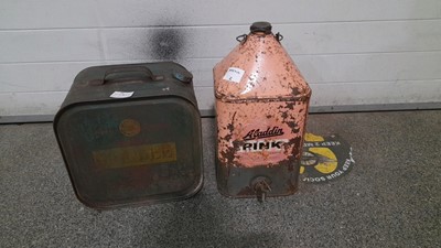 Lot 161 - PINK ALLADIN PARAFFIN CAN + GREEN EDGAR VANGHAN OIL CAN