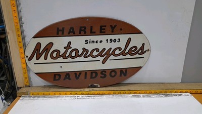 Lot 391 - HARLEY DAVIDSON MOTOR CYCLES 1950'S ENAMEL SIGN