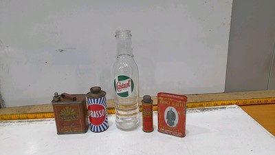 Lot 38 - CASTROL OIL BOTTLE AND SELECTION OF TINS